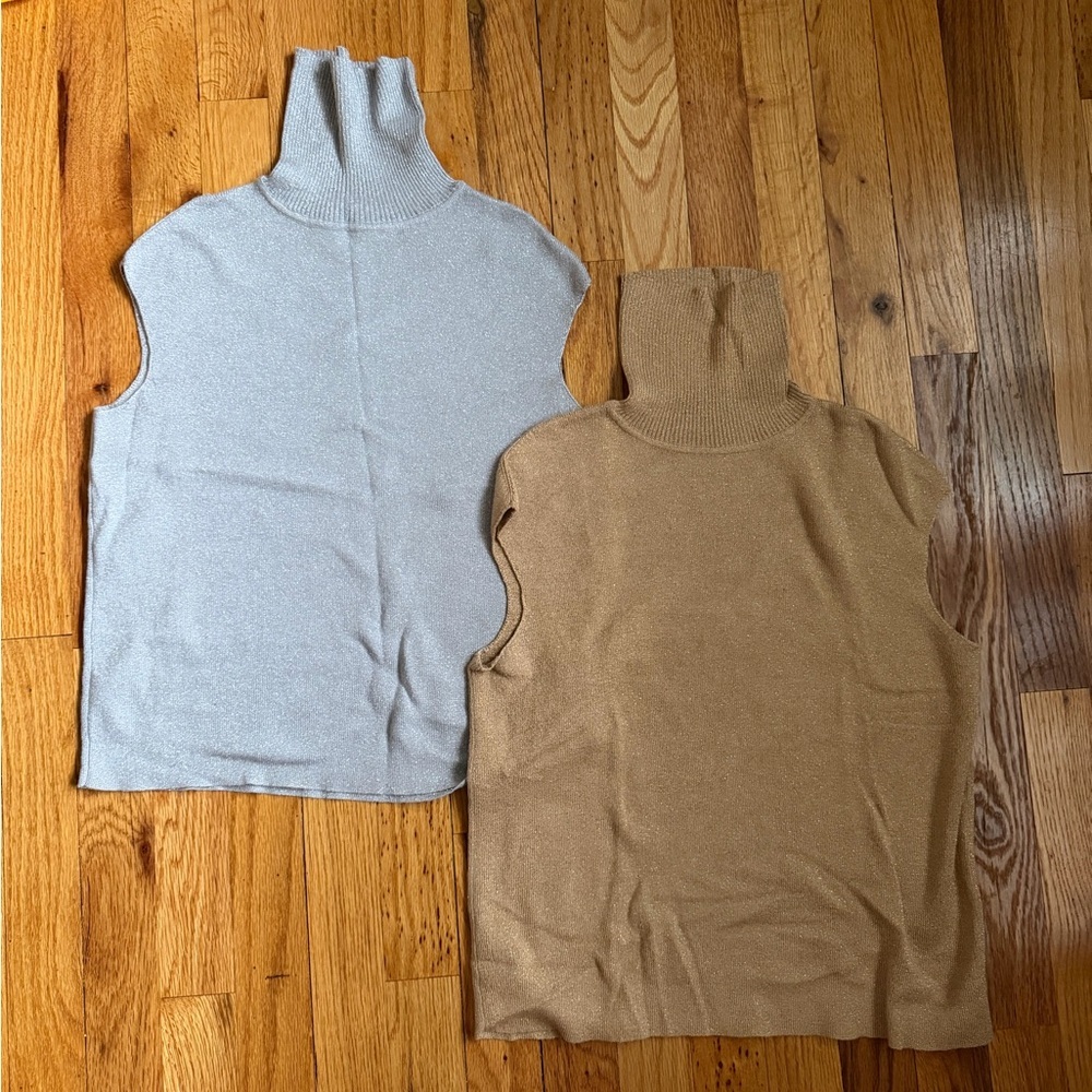Set of 2 Metallic Turtleneck Tank Tops - Picture 2 of 7